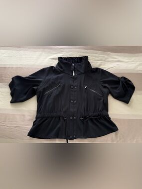 Cache White 3/4 Balloon Sleeve Snap Jacket